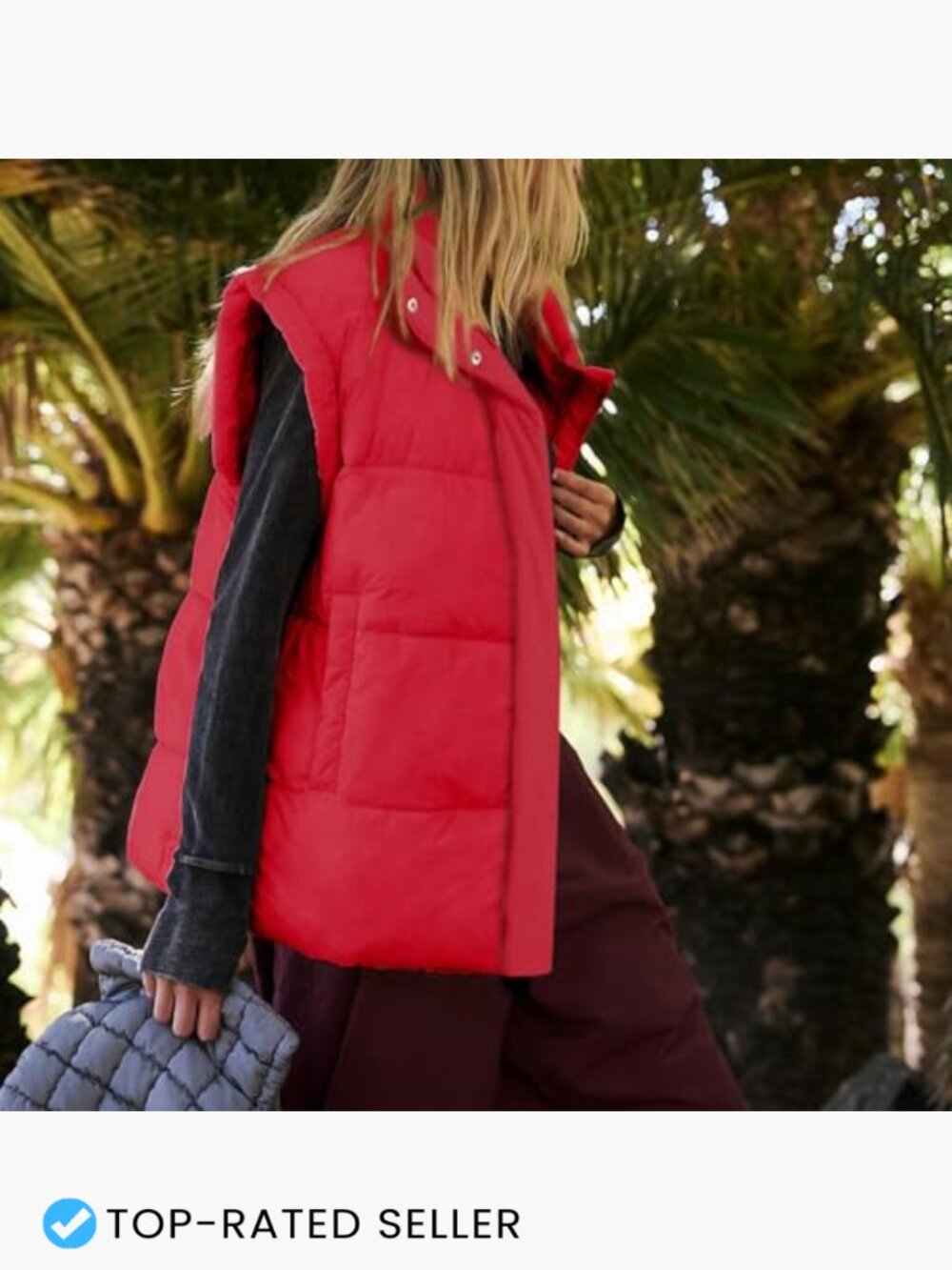Women's Quilted Puffer Vest Zip Up Stand Collar Sleeveless Lightweight Warm - Picture 4 of 7